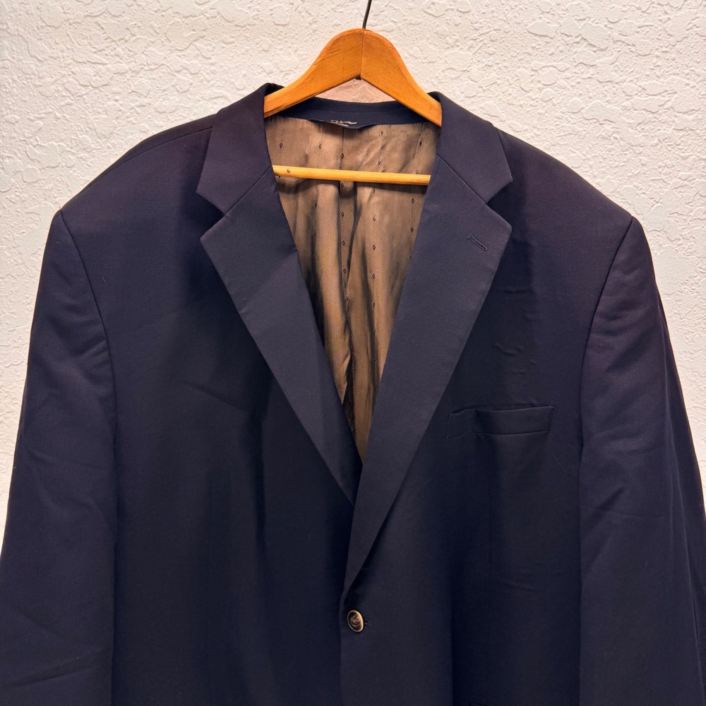 Joseph Feiss Mens 54R Navy Blue 100 Percent Wool 2 Button Blazer